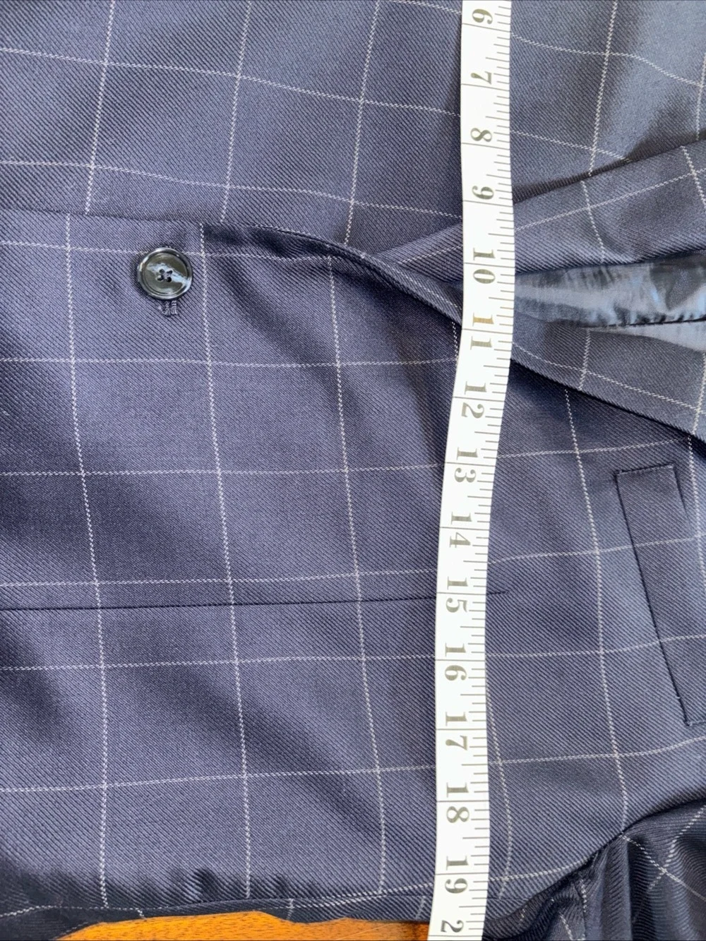 Paul Fredrick Navy Windowpane Sport Coat/Blazer  💯 Wool Sz 42R
